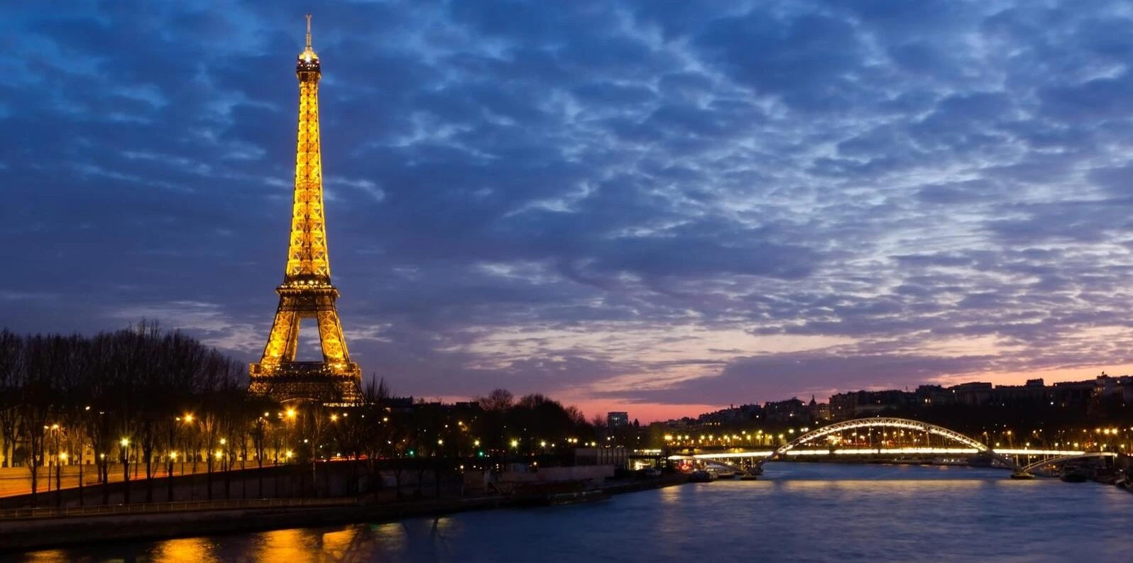Night view of the Eiffel Tower in Paris